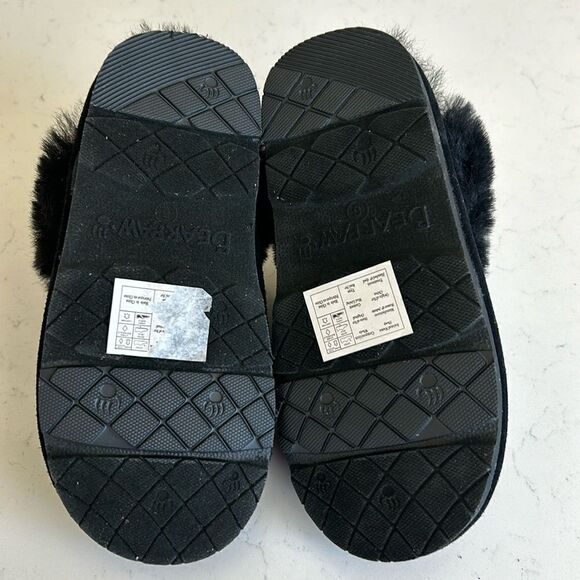 Bear paw Loki Exotic Black Sequin Slippers, Size 6, NWOT - Picture 9 of 12